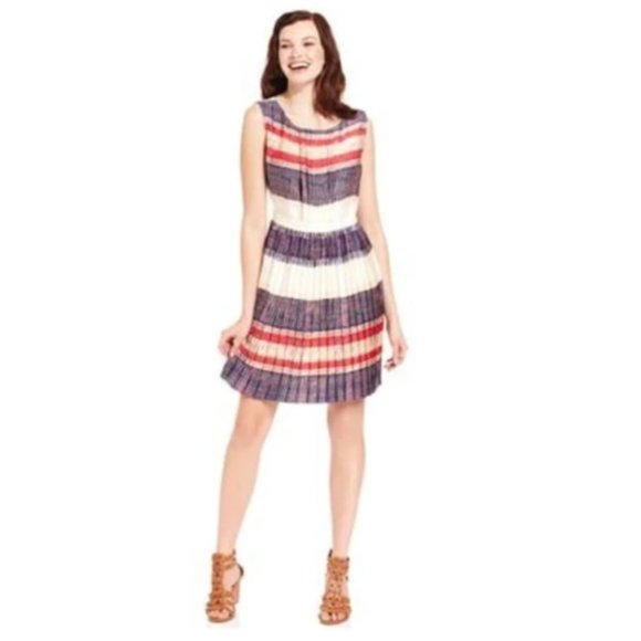 Nautical Pleated A Line Dress with Pockets Rachel by Rachel Roy - Picture 1 of 15